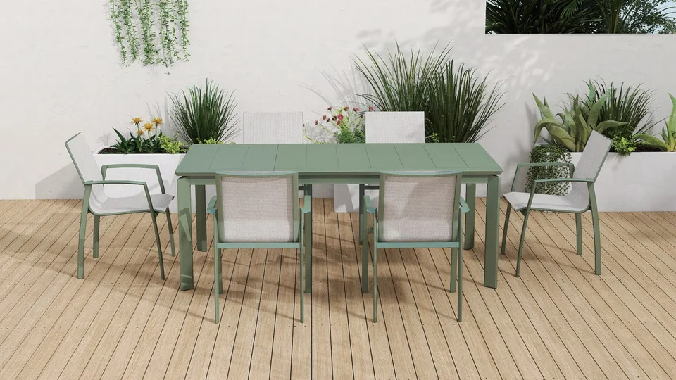 72 tubo de alumínio 36*20/30*21mm , Textilene 2*1 Mesa extensível em alumínio com tampo de 2,5 mm gravado: 180 / 240... - LA-TC3007